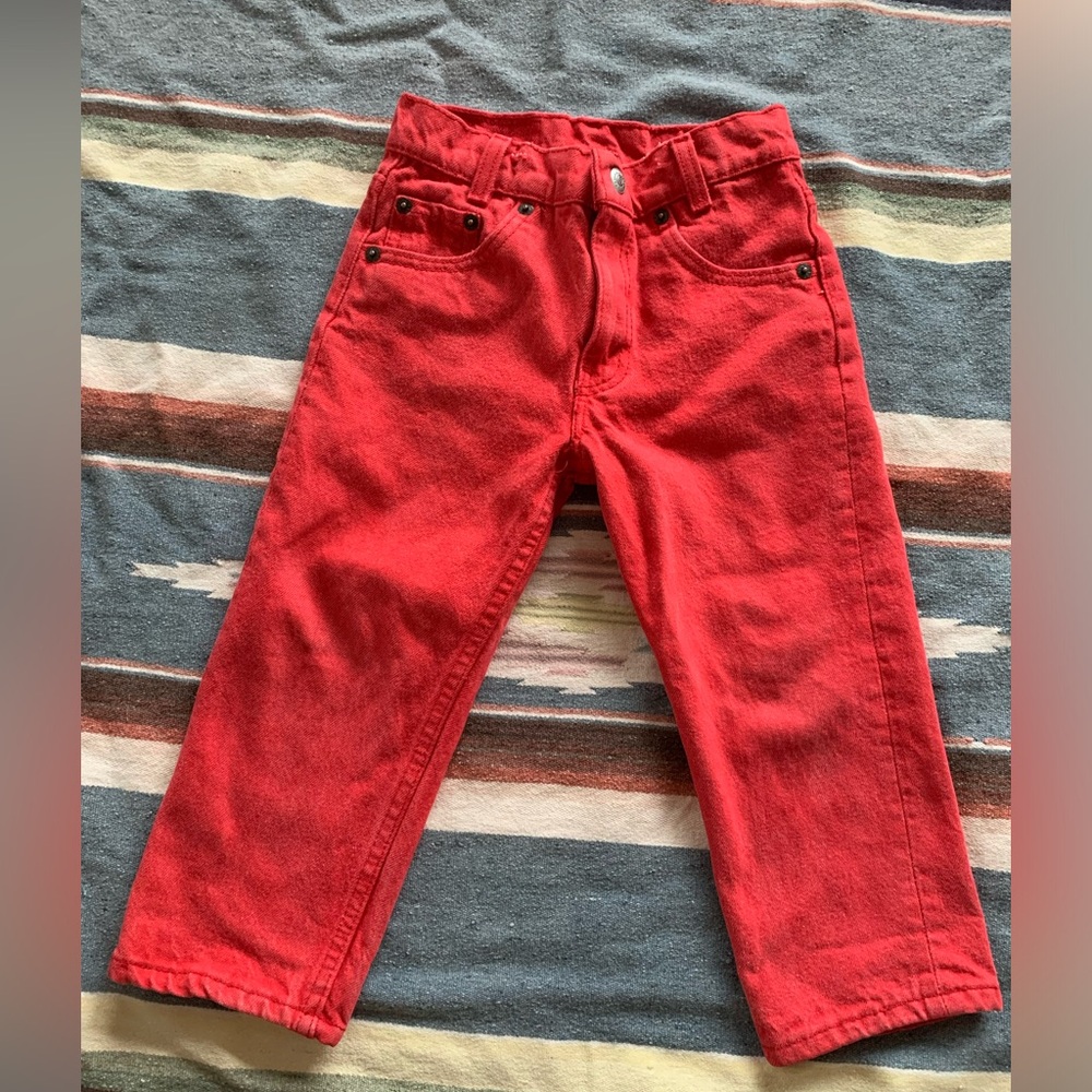 1980s Levi Strauss Red Button Snap Jeans Vintage Size 5